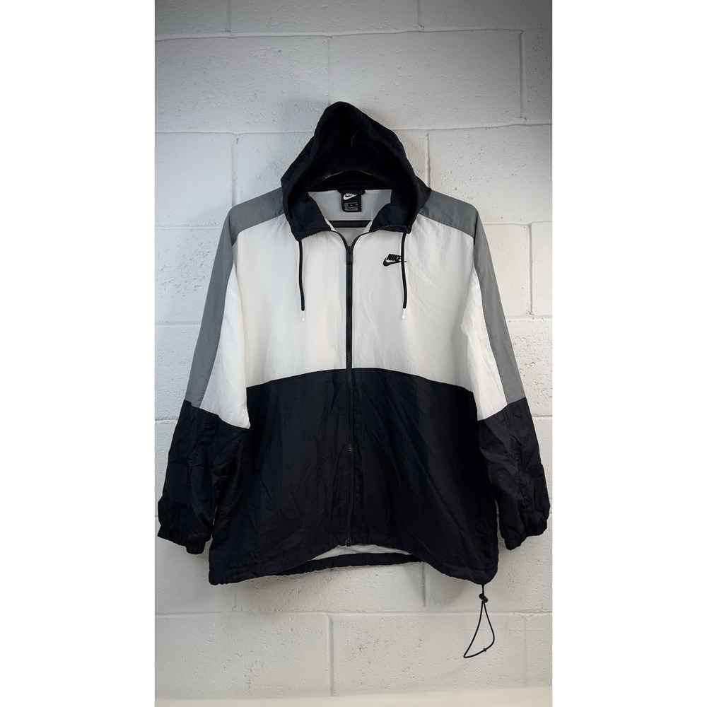Nike Mens Windrunner Hooded Windbreaker  Jacket Mesh Lining Black White Grey  XL